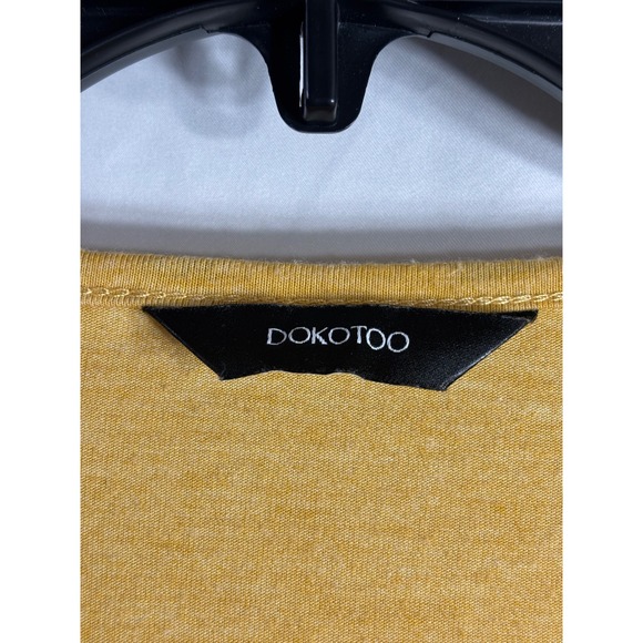 DOKOTOO Mustard Yellow Smocked V Neck Long Sleeve Tunic Top Shirt Womens XL - Picture 2 of 6